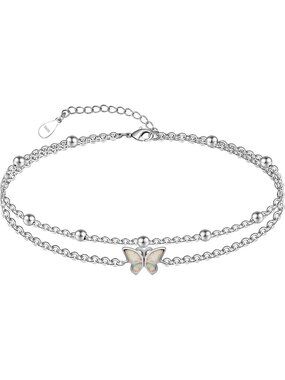 Chic Adjustable 925 Sterling Silver Ankle Bracelet for Women, Boho Layered Foot
